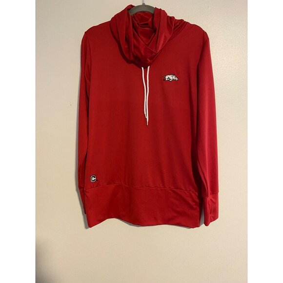 Arkansas Razorbacks Crable Red Cowl Neck Jacket Long Sleeve Pullover Top Sporty - Picture 1 of 10